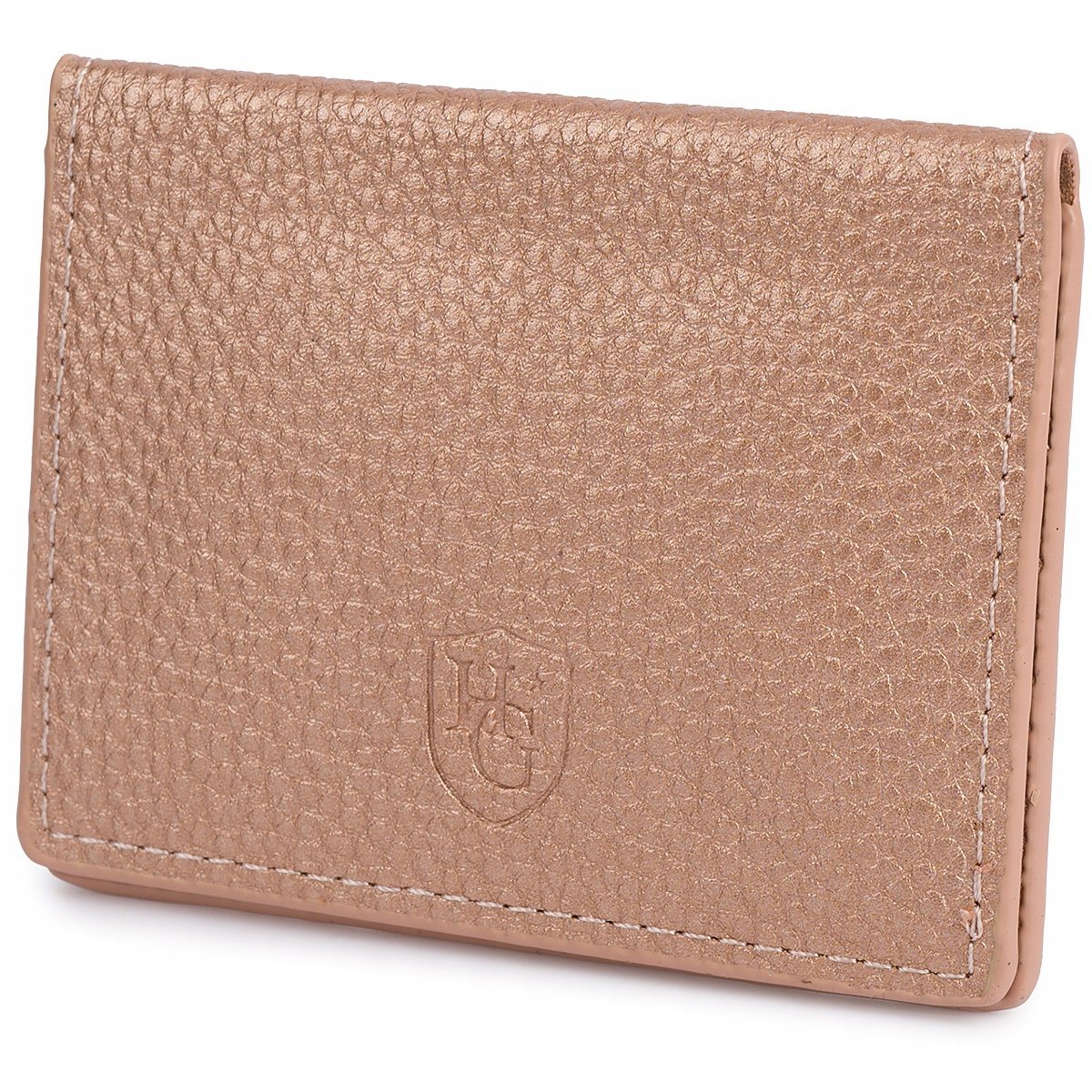 Etui na wizytówki portfel na karty dokumenty Skóra Naturalna Złoty