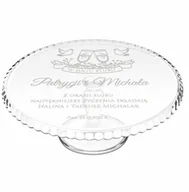 Tace i patery - Patera szklana do ciasta z grawerem dla pary na ślub - miniaturka - grafika 1