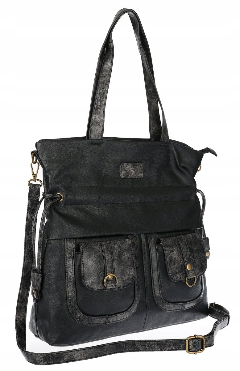 Torebka Damska Shopper duża pojemna Listonoszka na Ramię MC373 Czarna