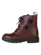 Botki damskie - lamino Skórzane botki w kolorze czerwonym - miniaturka - grafika 1