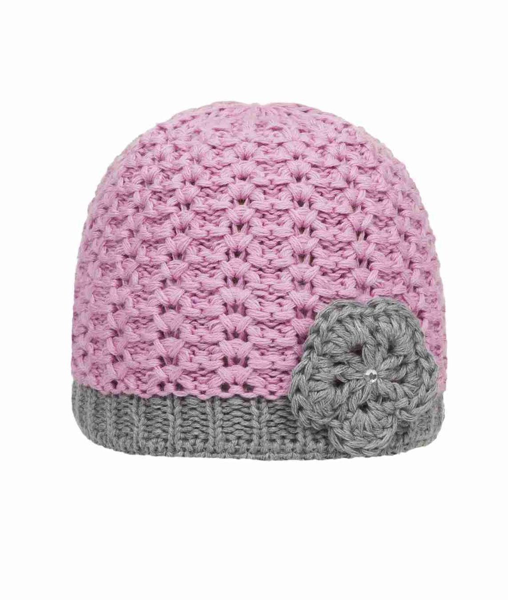 Czapka dziewczęca, różowa, kwiatek, Döll