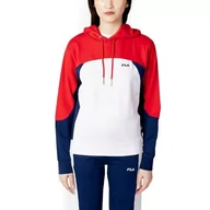 Bluzy damskie - FILA Damska bluza z kapturem BISIGNANO Bright White-Medieval Blue-True Red, XS, Bright White-medieval Blue-true Red, XS - miniaturka - grafika 1