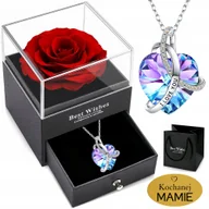 Naszyjniki - Prezent na Dzień Mamy Matki Naszyjnik Serce Diametnowany Zawieszka RÓŻA - miniaturka - grafika 1