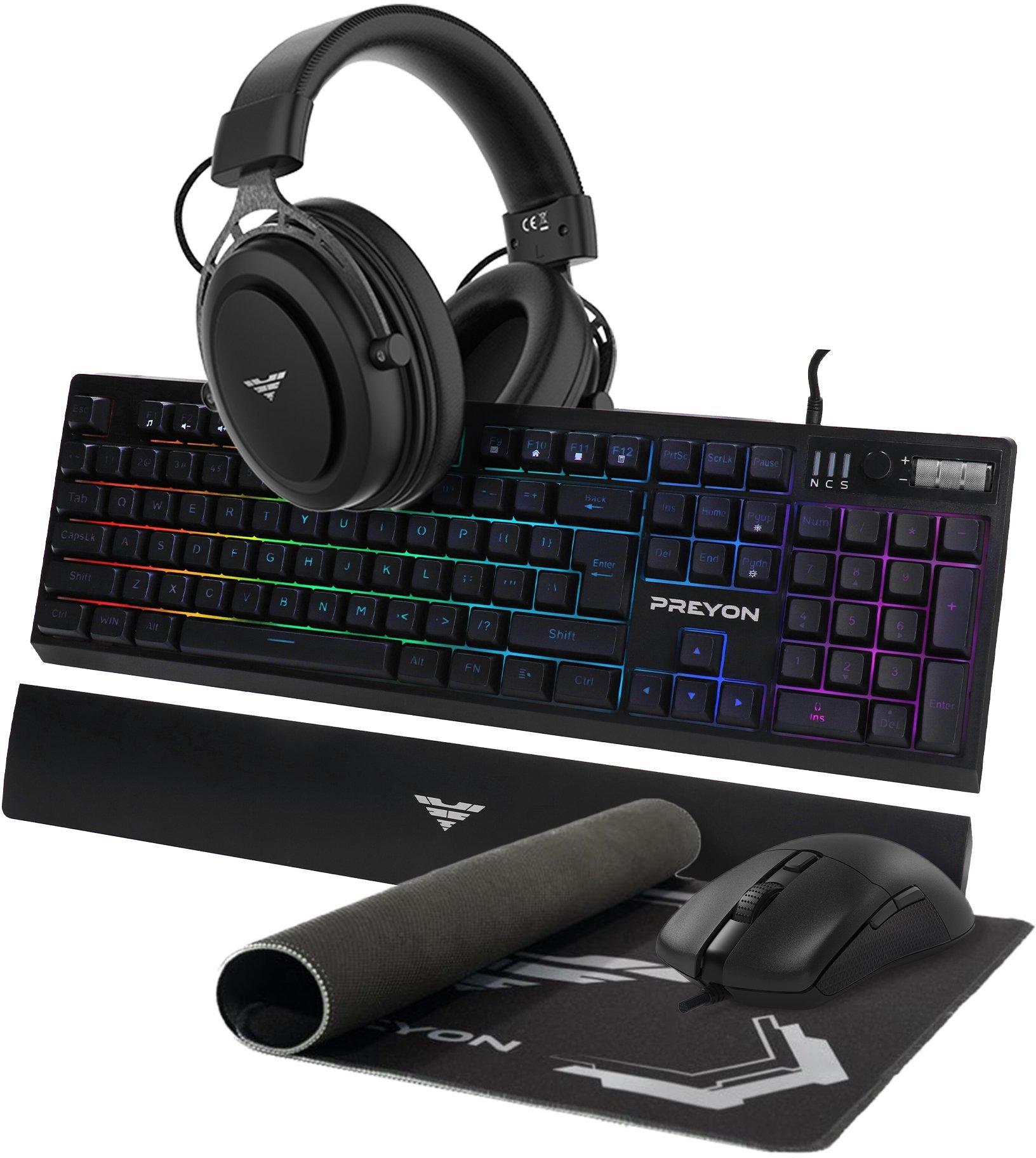 Klawiatura PREYON Zestaw Adepta PREYON Klawiatura Long Claw Alpha PLCA104B + Mysz Owl Wired POW27B + Słuchawki Storm Fly II Czarne PSF253B + Podkładka Falcon Speed M PFS40