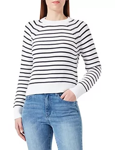 French Connection Damski sweter z okrągłym dekoltem Lillie Mozart w paski, letni biały/niebieski użytkowy, XL - Swetry damskie - miniaturka - grafika 1