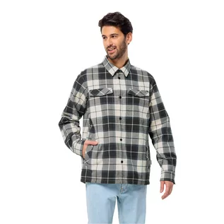 Koszule męskie - Męska koszula flanelowa Jack Wolfskin VAN VIEW SHIRT M cotton white 41 - S - grafika 1