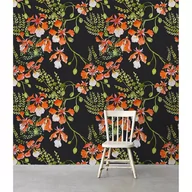 Tapety - Flizelinowa tapeta Kwiaty na czarnym tle 152x104cm - miniaturka - grafika 1