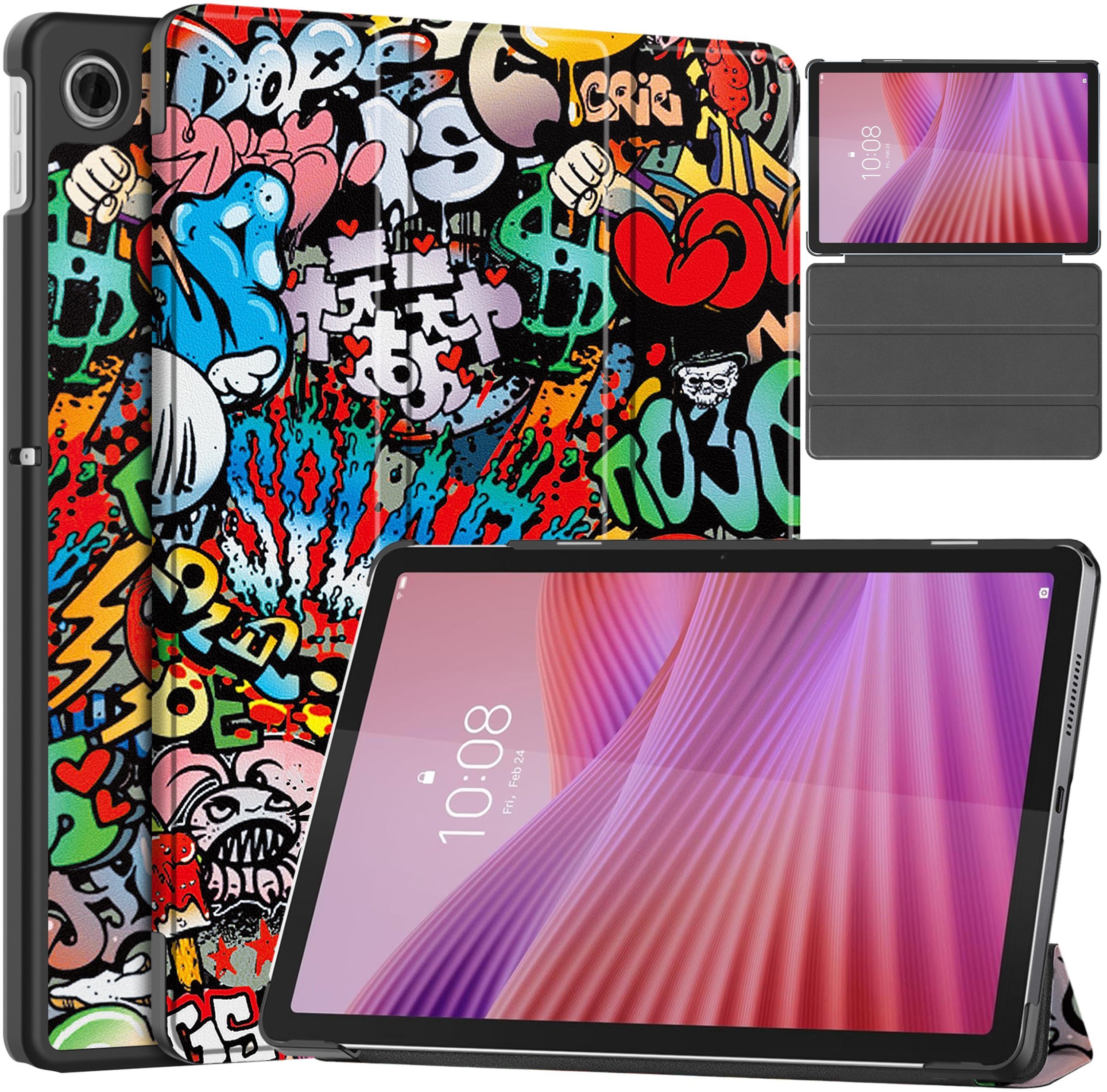 Etui na tablet Strado-Tech Etui Graficzne do Lenovo Tab 10.1 2025 z klapką - ochronne z podstawką