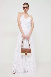 Sukienki - Silvian Heach sukienka kolor biały maxi rozkloszowana - grafika 1
