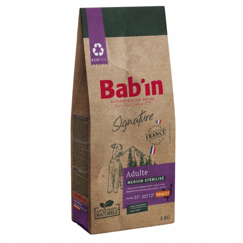 Bab'in Signature Medium Sterilized dla psów średnich ras 3kg / Bab'in