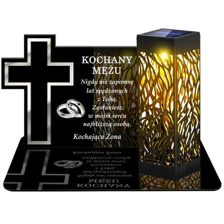 ZNICZ SOLARNY LED WIECZNY PODSTAWKA NA CMENTARZ GRÓB lampka Krzyż 3D DLA MĘŻA