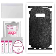Szkła hartowane na telefon - Folia naklejka skórka strukturalna na TYŁ+BOKI do Samsung Galaxy S10e -  Skóra Czarna - apgo SKINS - miniaturka - grafika 1