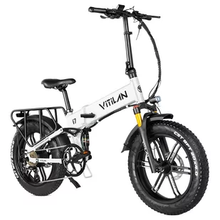 Składany rower elektryczny Vitilan I7 Pro 2.0, grube opony 20*4,0 cali, silnik Bafang 750W, wyjmowalna bateria 48V 20Ah - biały - Rowery elektryczne - miniaturka - grafika 4