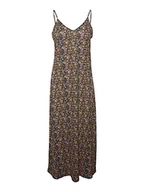 Sukienki - VERO MODA Damska sukienka VMJEASY Singlet Ankle Dress JRS, czarna/AOP: Cille Radiant Yellow, L, Czarny/Aop: żółty (cille Radiant Yellow), L - miniaturka - grafika 1