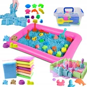 Masy plastyczne - PIASEK KINETYCZNY ZESTAW XXL 3KG + BASEN PIASKOWNICA ŁOPATKI - DLA DZIECI - miniaturka - grafika 1