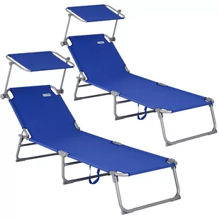 Leżak Hawaii 2 szt. Niebieski Aluminium 195x60x30cm - Leżaki ogrodowe - miniaturka - grafika 1