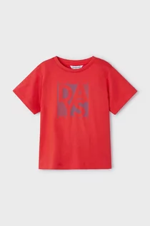 Koszulki dla chłopców - Mayoral t-shirt bawełniany dziecięcy kolor czerwony z nadrukiem - grafika 1