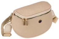 Torebki damskie - Torebka damska listonoszka PETERSON mała na suwak kieszonki na drobiazgi telefon saszetka na ramię odpinany szeroki pasek z regulacją beżowa - miniaturka - grafika 1