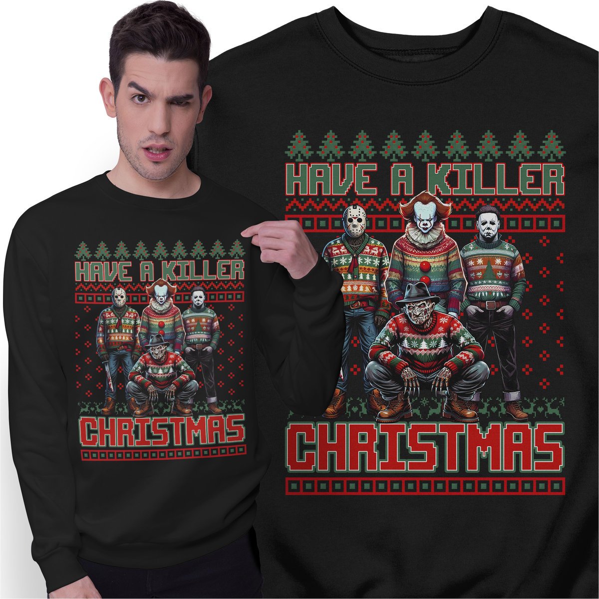 Świąteczna Bluza Prezent na Święta Horror Pennywise Świąteczny Sweter