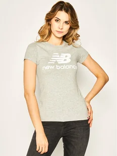New Balance T-Shirt Essentials Stacked Logo Tee WT91546 Szary Athletic Fit - Koszulki i topy damskie - miniaturka - grafika 1