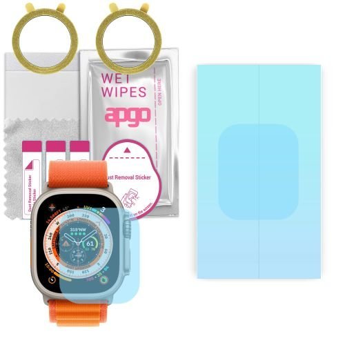 2x folia ochronna hydrożelowa do Apple Watch Ultra (49mm) - apgo HD HQ FLEX Smartwatch Hydrogel Protection Ochrona na ekran smartwatcha