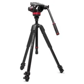 Statywy fotograficzne - Manfrotto 055 Video Alu Black z głowicą 502AH - miniaturka - grafika 1