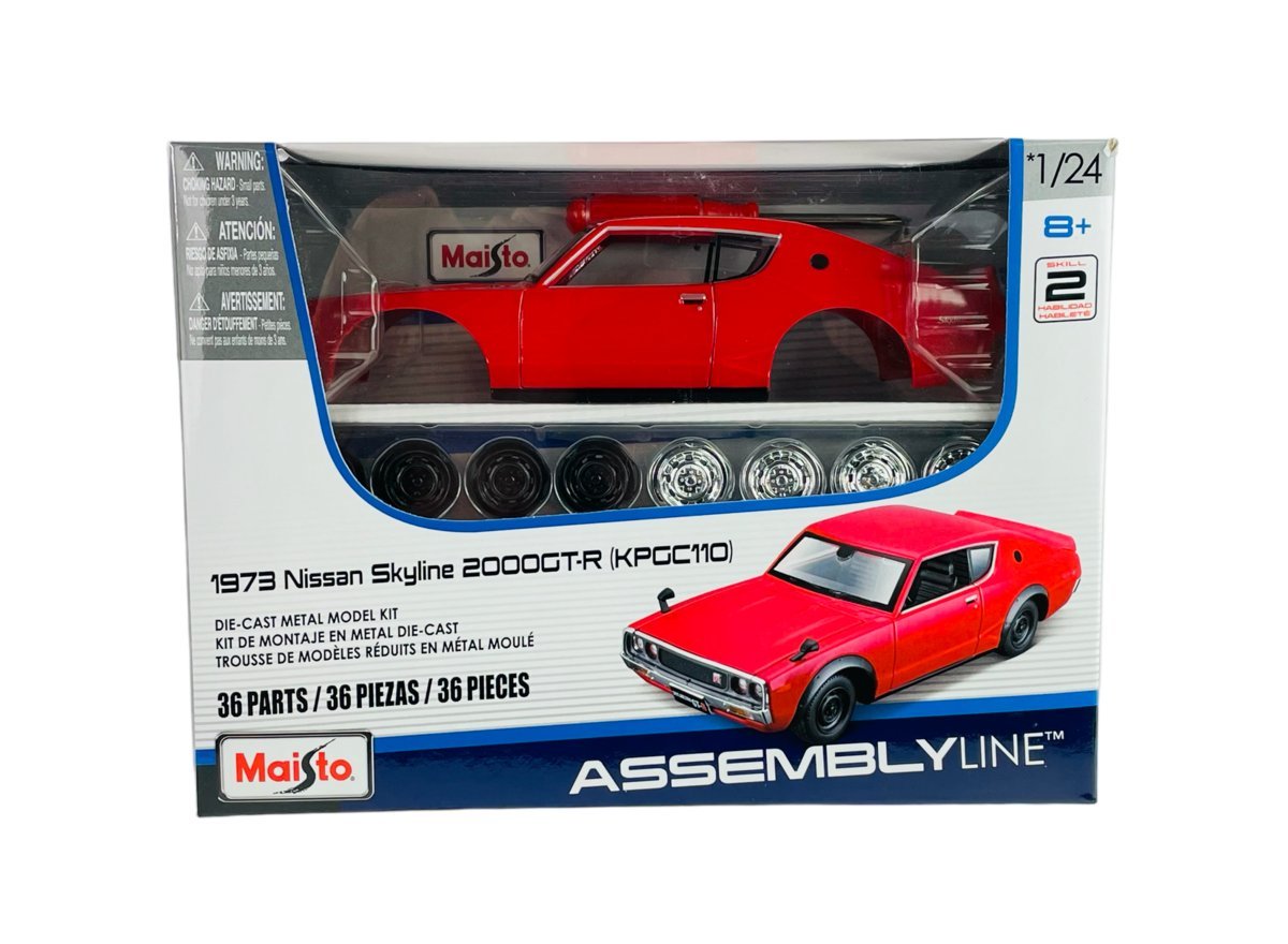 MAISTO NISSAN SKYLINE 2000GT-R KPGC110 CZERWONY 1:24 DO SKŁADANIA 39528