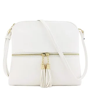 Lekka średnia torba crossbody z frędzlami, biały, One Size - Torebki damskie - miniaturka - grafika 1