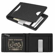 Portfele - Smart portfel skórzany z grawerem w kolorze czarnym dla motocyklisty na urodziny - Karbonowy - miniaturka - grafika 1