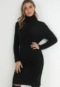 Sukienki - Czarna Sukienka Dzianinowa Wełniana Colno - miniaturka - grafika 1