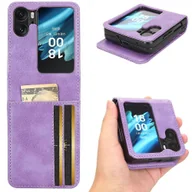 Etui i futerały do telefonów - Dla Oppo Find N2 Flip 5G PU Skórzane składane etui na telefon Nadrukowany trójkątny pokrowiec na telefon z gniazdami na karty Fioletowy - miniaturka - grafika 1