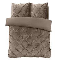 Pościel - 140x200/220 VELVET PINTUCK brąz aksamit kpl pościeli - miniaturka - grafika 1