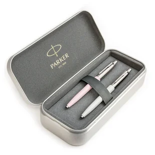 Zestaw prezentowy długopis Parker Jotter Originals Perłowy i Różowy w metalowym etui - Zestawy piśmiennicze - miniaturka - grafika 1