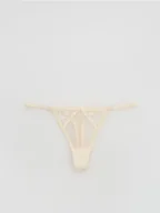 Majtki damskie - Reserved - Koronkowe majtki typu stringi - złamana biel - miniaturka - grafika 1