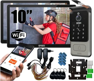 wideodomofon 2-przewodowy 5Tech 2 duże monitory 10&apos;&apos; Virgo Plus Stacja 82228 Szyfrator Czytnik zbliżeniowy Aplikacja Tyua - Wideodomofony - miniaturka - grafika 1