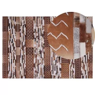 Dywany - Beliani Dywan patchwork skórzany 140 x 200 cm brązowy HEREKLI - miniaturka - grafika 1