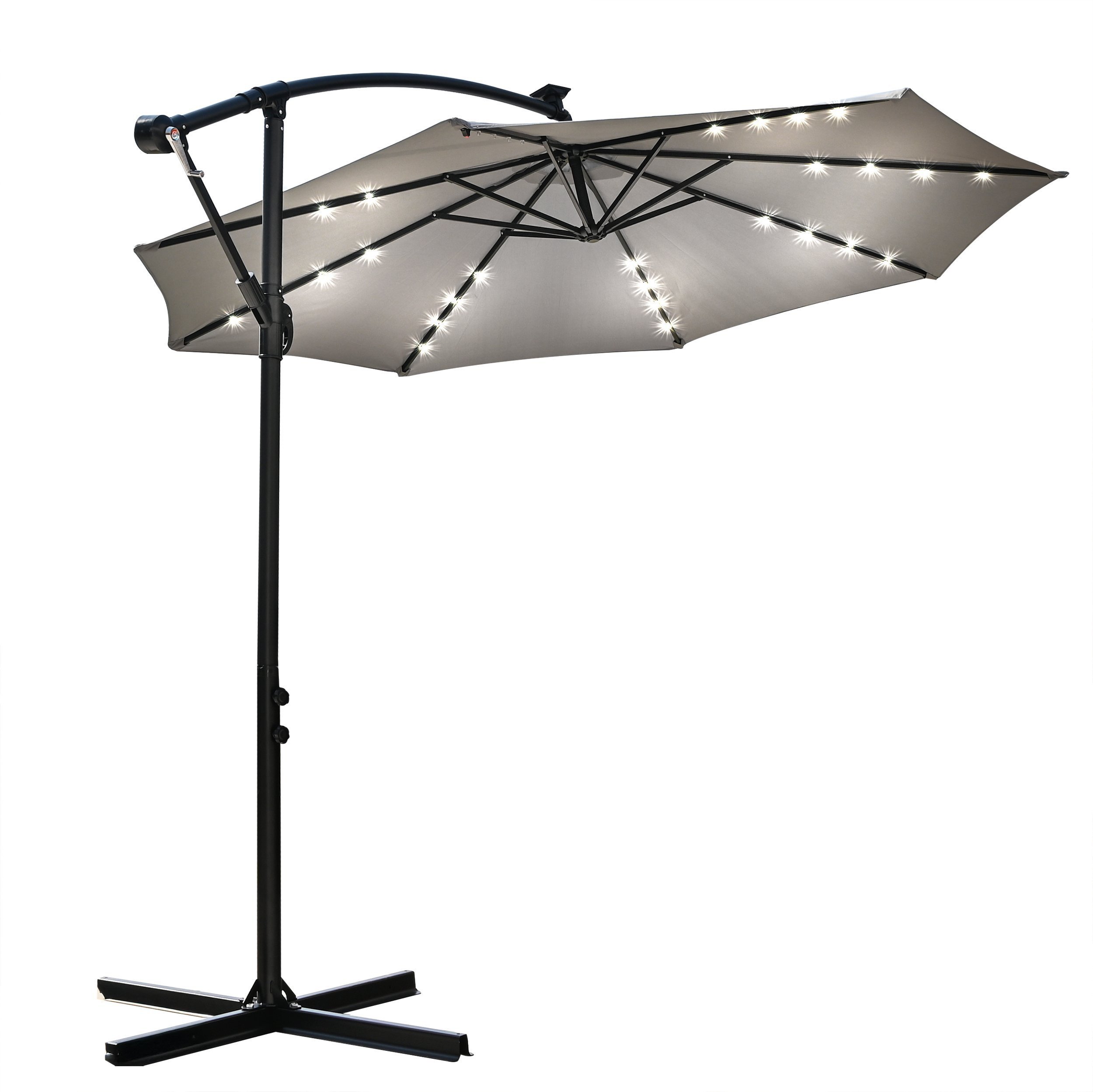 DUŻY PARASOL OGRODOWY ZE ŚWIATEŁKAMI SOLARNYMI LED