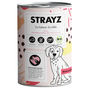 STRAYZ BIO, 6 x 400 g - Biowołowina z biobatatami, biomarchewką i biogruszką - Mokra karma dla psów - miniaturka - grafika 1