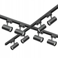 Lampy sufitowe - Zestaw szynowy 3 fazowy 8x Lampa GU10 +4x szyna 1m +łącznik X +3x zaślepka - miniaturka - grafika 1