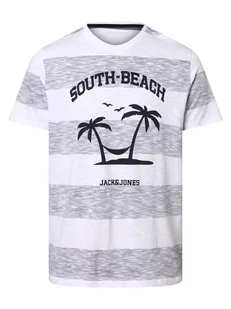 Jack & Jones - T-shirt męski  JJSummer, szary|biały - Koszulki męskie - miniaturka - grafika 1