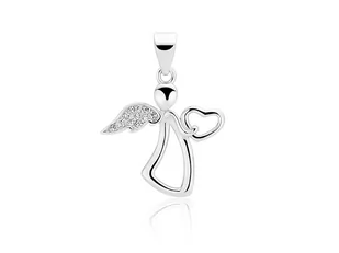 Rodowany srebrny wisior wisiorek anioł aniołek angel cyrkonia białe cyrkonie srebro 925 - Wisiorki - miniaturka - grafika 1