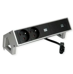 BACHMANN DESK2 2xUTE 1xUSB C 60W 0.2m GST18 INOX - Gniazdka elektryczne - miniaturka - grafika 1