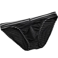 Majtki męskie - Sexowne Przeźroczyste Męskie Slipy w Paski - XL - miniaturka - grafika 1