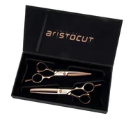 Nożyczki fryzjerskie - Aristocut Sunset, zestaw nożyczki + degażówki offsetowe, dla leworęcznych, 5.5'', ref. 36200149 - miniaturka - grafika 1
