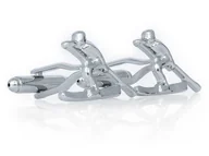 Spinki do mankietów i krawatów - Srebrne spinki do mankietów - narciarz U257 - miniaturka - grafika 1