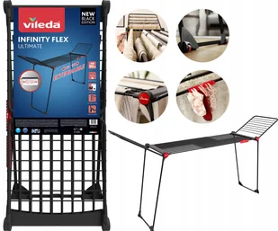 Suszarka Vileda Infiniti Flex Ultimate Czarna Linki XXL Stabilna 205 cm - Akcesoria obuwnicze - miniaturka - grafika 1