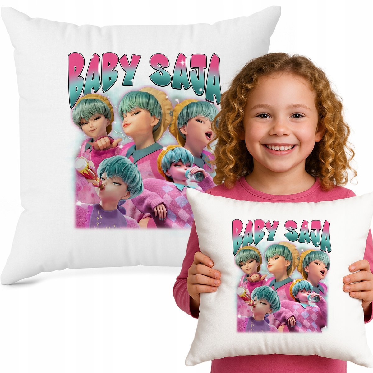 Poduszka Biała Ozdobna BABY SAJA Bajka HIT Do Przedszkola K-pop Muzyka Wz