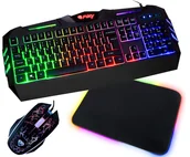 Zestawy myszka + klawiatura - Klawiatura gamingowa podświetlana dla graczy FURY HURRICANE SPITFIRE + podświetlana mata+ mysz - miniaturka - grafika 1