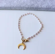 Bransoletki - BRANSOLETKA PERŁA 3mm AŻUROWY RÓG OBFITOŚCI STALI - miniaturka - grafika 1