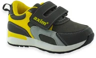Buty dla chłopców - Chłopięce buty na rzep sportowe dziecięce skórzana wkładka Axim 24398 Szare - miniaturka - grafika 1